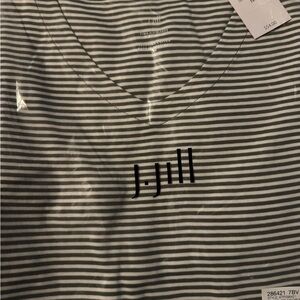 J.Jill Olive and Cream Striped Top